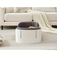 Scandinavian Style Elevated Cat Couch Bed With Removable Mattress Cover For Indoor Cats And Small Pets In White And Grey