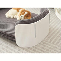 Scandinavian Style Elevated Cat Couch Bed With Removable Mattress Cover For Indoor Cats And Small Pets In White And Grey