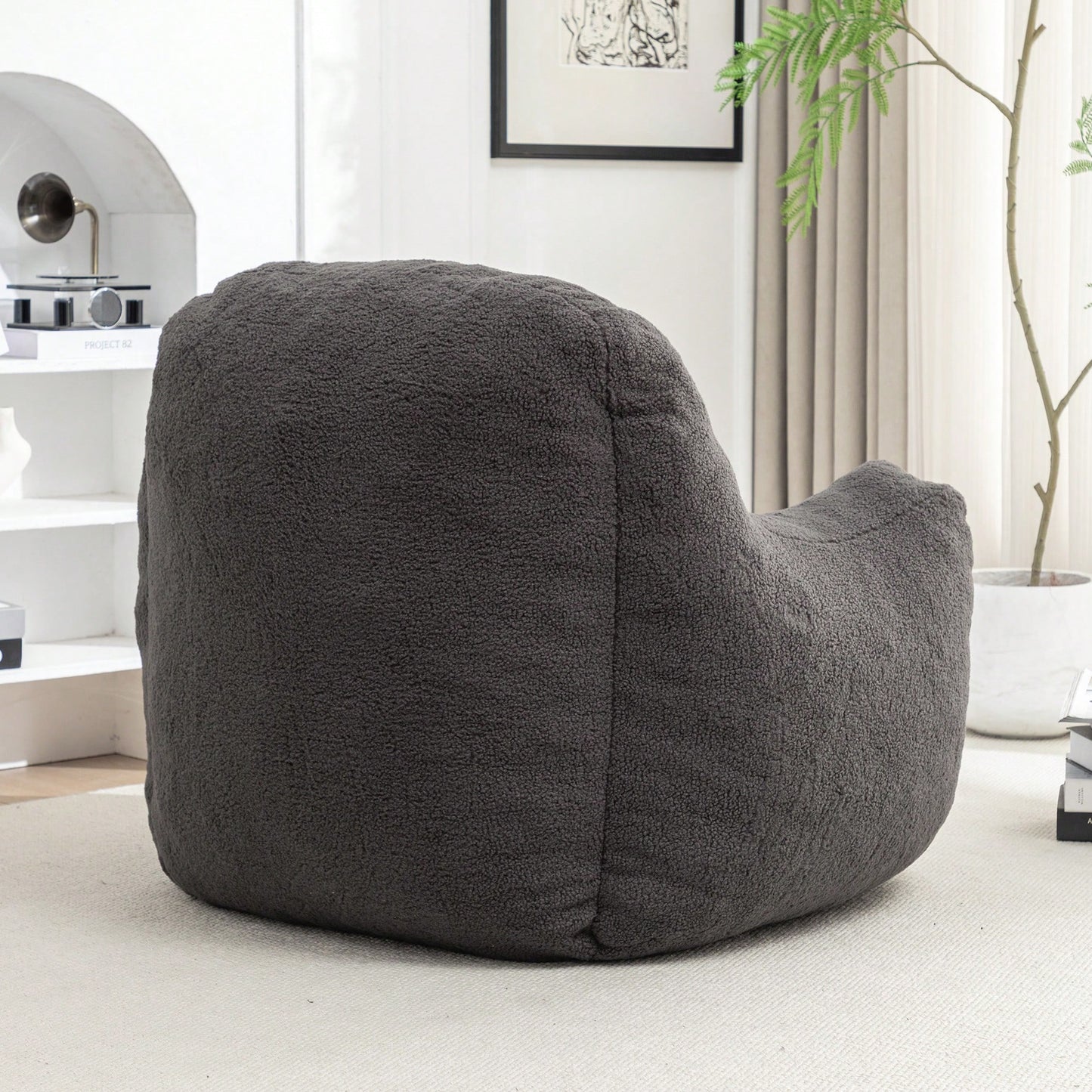 Cozy Memory Foam Bean Bag Chair For Dorm Living Room Fluffy Tufted Sofa With Soft Filling