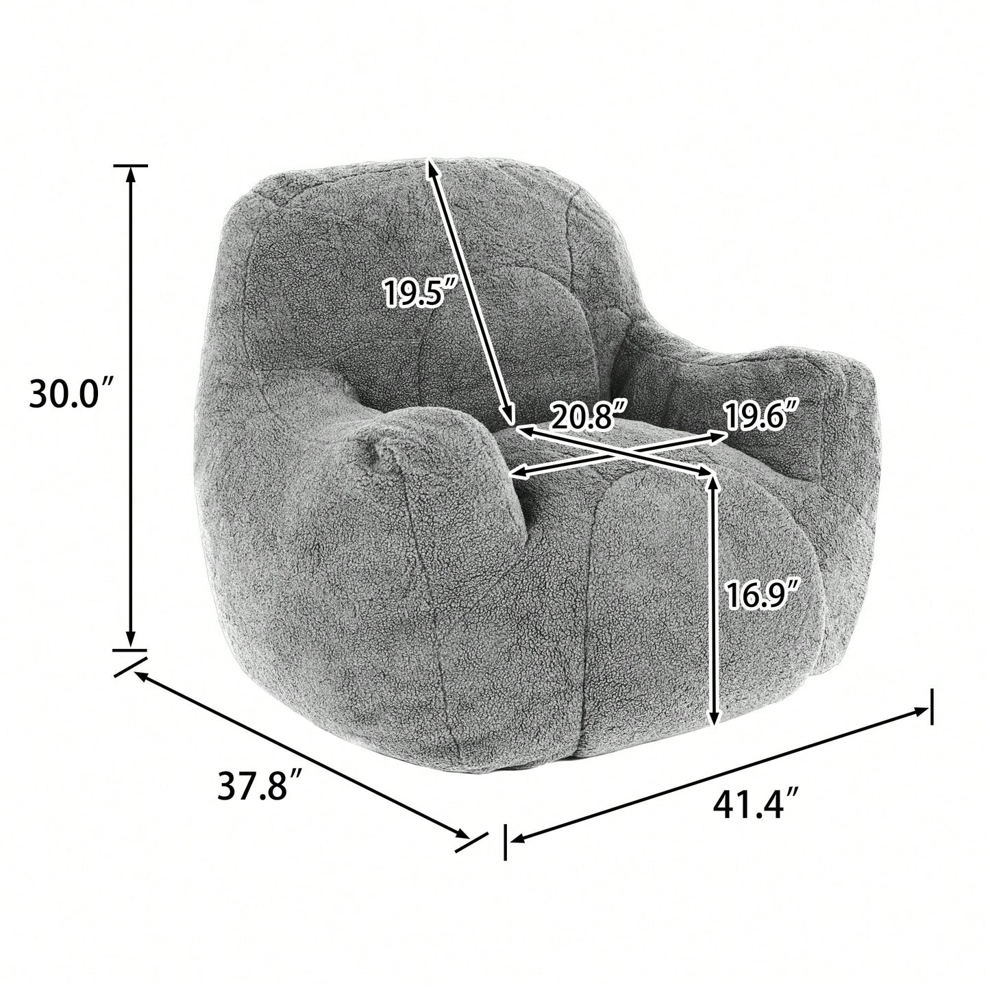 Cozy Memory Foam Bean Bag Chair For Dorm Living Room Fluffy Tufted Sofa With Soft Filling