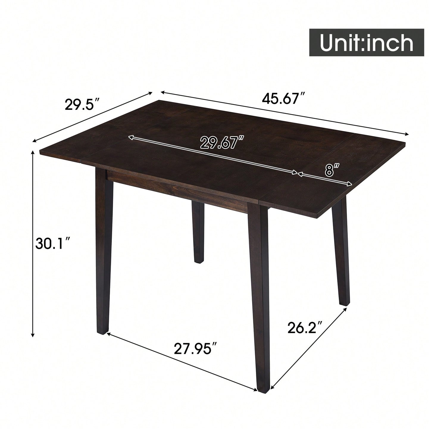 Extendable 29 To 45 Inch Dining Table For 4 With Rubberwood Legs Space-Saving Folding Kitchen Table For Small Spaces Living,Dining Room