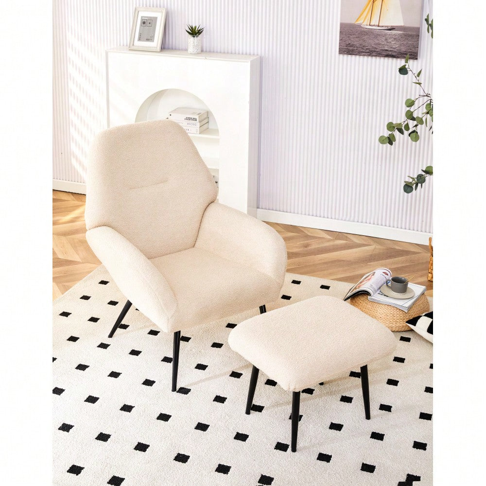 Modern White Light Luxury Single Sofa For Living Room Balcony Leisure Chair