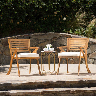 Set Of 2 Outdoor Wooden Dining Chairs For Patio And Garden