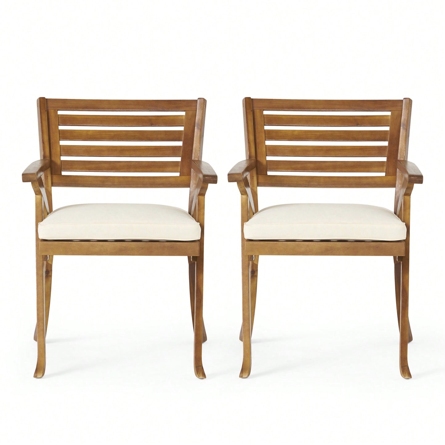 Set Of 2 Outdoor Wooden Dining Chairs For Patio And Garden