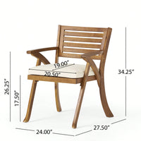 Set Of 2 Outdoor Wooden Dining Chairs For Patio And Garden