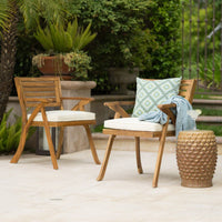 Set Of 2 Outdoor Wooden Dining Chairs For Patio And Garden