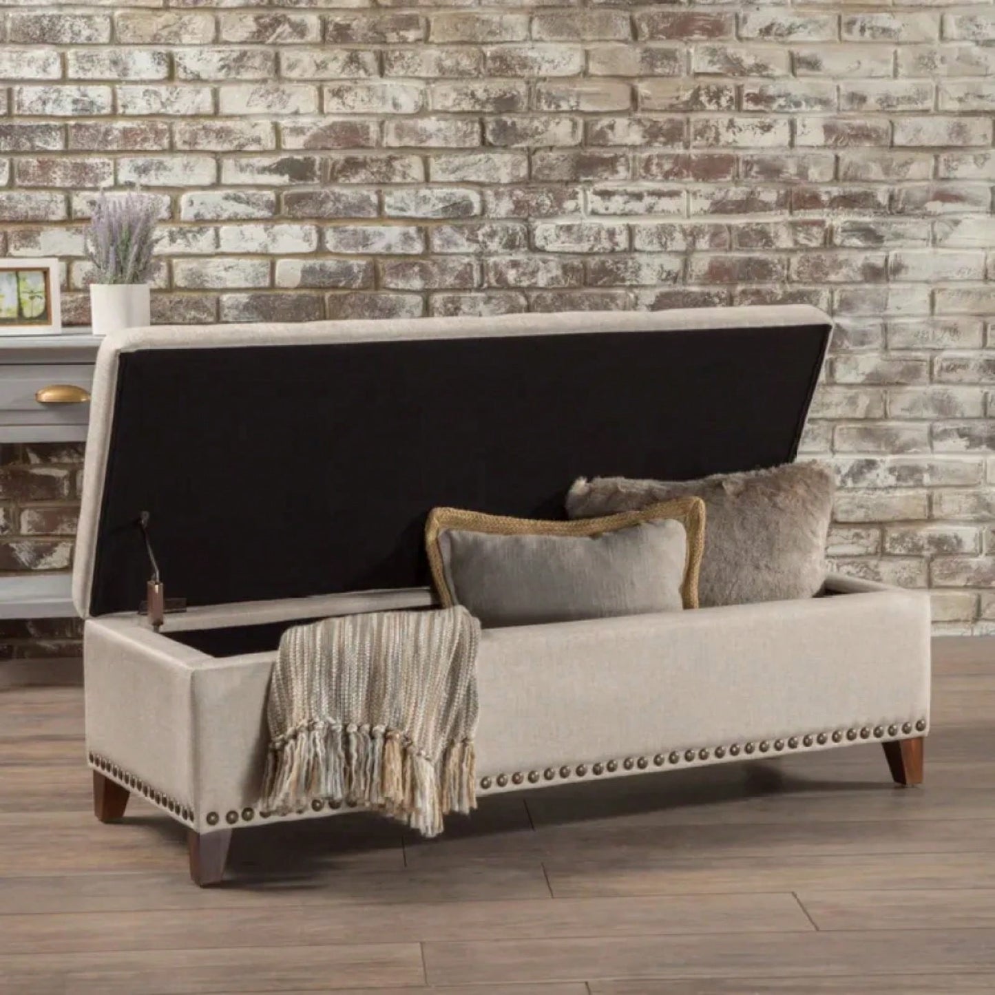 Luxurious Velvet Ottoman With Storage And Stylish Design For Living Room Or Bedroom