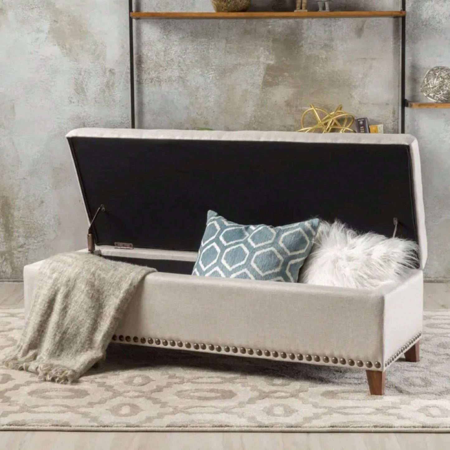 Luxurious Velvet Ottoman With Storage And Stylish Design For Living Room Or Bedroom