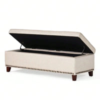 Luxurious Velvet Ottoman With Storage And Stylish Design For Living Room Or Bedroom