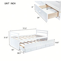 Twin Size Pine Wood Bed With Headboard Footboard Trundle And Storage Drawers In Grey