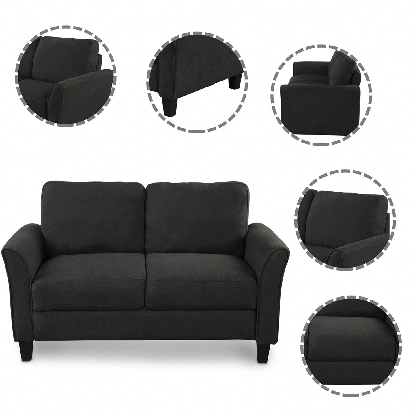 Cozy Gray Double Seat Loveseat Sofa For Living Room Comfort