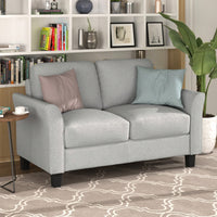 Cozy Gray Double Seat Loveseat Sofa For Living Room Comfort