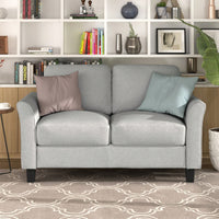 Cozy Gray Double Seat Loveseat Sofa For Living Room Comfort