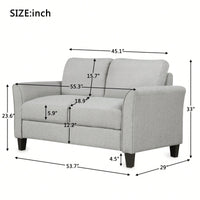 Cozy Gray Double Seat Loveseat Sofa For Living Room Comfort