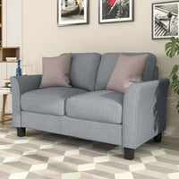 Cozy Gray Double Seat Loveseat Sofa For Living Room Comfort