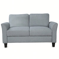 Cozy Gray Double Seat Loveseat Sofa For Living Room Comfort