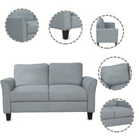 Cozy Gray Double Seat Loveseat Sofa For Living Room Comfort