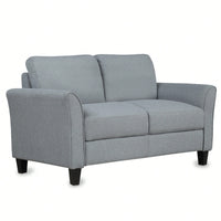 Cozy Gray Double Seat Loveseat Sofa For Living Room Comfort