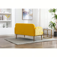 Comfy Orange Velvet Loveseat Sofa With Gold Metal Legs For Living Room And Bedroom Accent