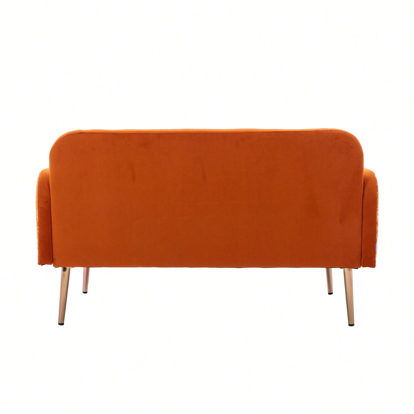 Comfy Orange Velvet Loveseat Sofa With Gold Metal Legs For Living Room And Bedroom Accent