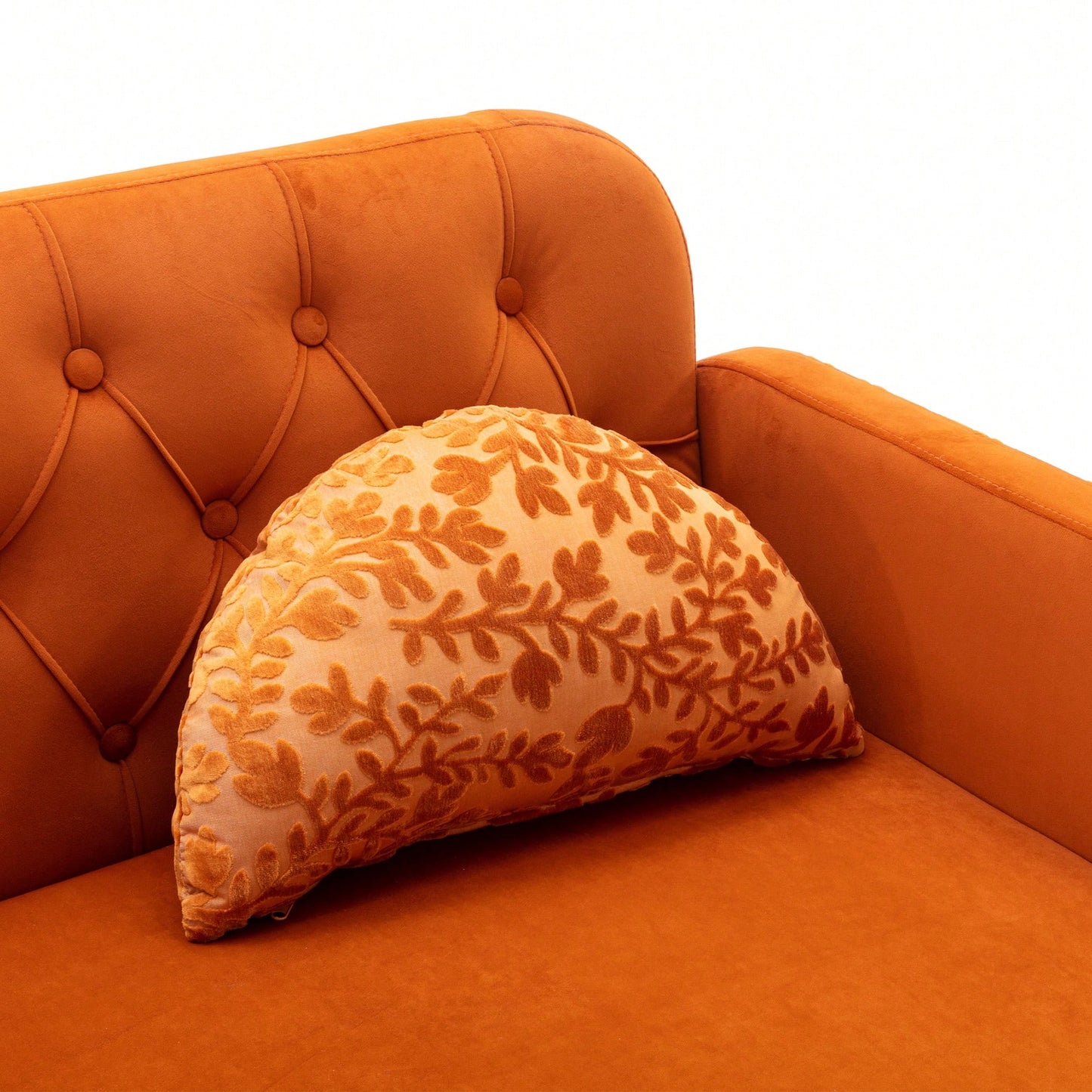 Comfy Orange Velvet Loveseat Sofa With Gold Metal Legs For Living Room And Bedroom Accent