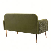 Comfy Orange Velvet Loveseat Sofa With Gold Metal Legs For Living Room And Bedroom Accent