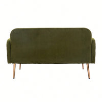 Comfy Orange Velvet Loveseat Sofa With Gold Metal Legs For Living Room And Bedroom Accent