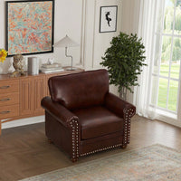 Elegant Black Faux Leather Single Seat Sofa Chair With Wooden Legs For Living Room