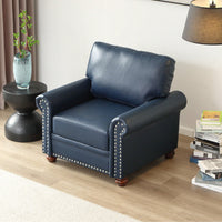 Elegant Black Faux Leather Single Seat Sofa Chair With Wooden Legs For Living Room