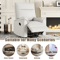 360 Degree Swivel Upholstered Manual Recliner Chair For Living Room Theater Nursery Glider Rocker Beige