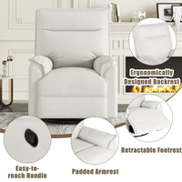 360 Degree Swivel Upholstered Manual Recliner Chair For Living Room Theater Nursery Glider Rocker Beige