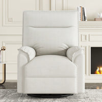 360 Degree Swivel Upholstered Manual Recliner Chair For Living Room Theater Nursery Glider Rocker Beige