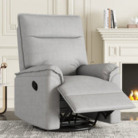 360 Degree Swivel Upholstered Manual Recliner Chair For Living Room Theater Nursery Glider Rocker Beige