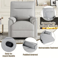 360 Degree Swivel Upholstered Manual Recliner Chair For Living Room Theater Nursery Glider Rocker Beige