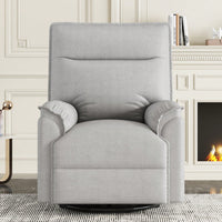 360 Degree Swivel Upholstered Manual Recliner Chair For Living Room Theater Nursery Glider Rocker Beige