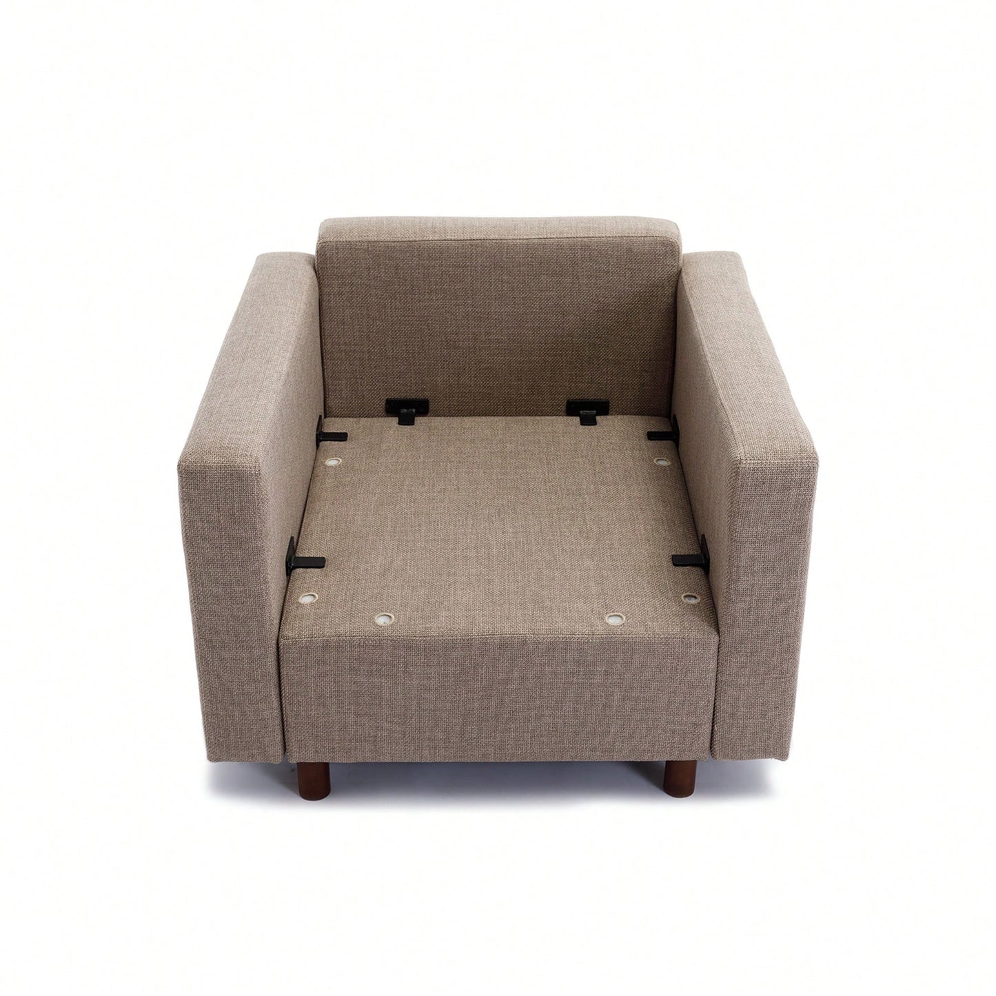 Single Seat Modular Sofa Sectional Couch With Non-Removable Non-Washable Cushion Covers Cream