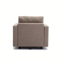 Single Seat Modular Sofa Sectional Couch With Non-Removable Non-Washable Cushion Covers Cream