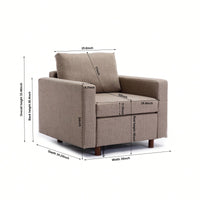 Single Seat Modular Sofa Sectional Couch With Non-Removable Non-Washable Cushion Covers Cream