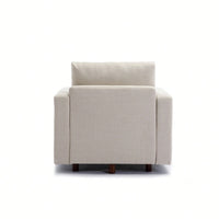 Single Seat Modular Sofa Sectional Couch With Non-Removable Non-Washable Cushion Covers Cream