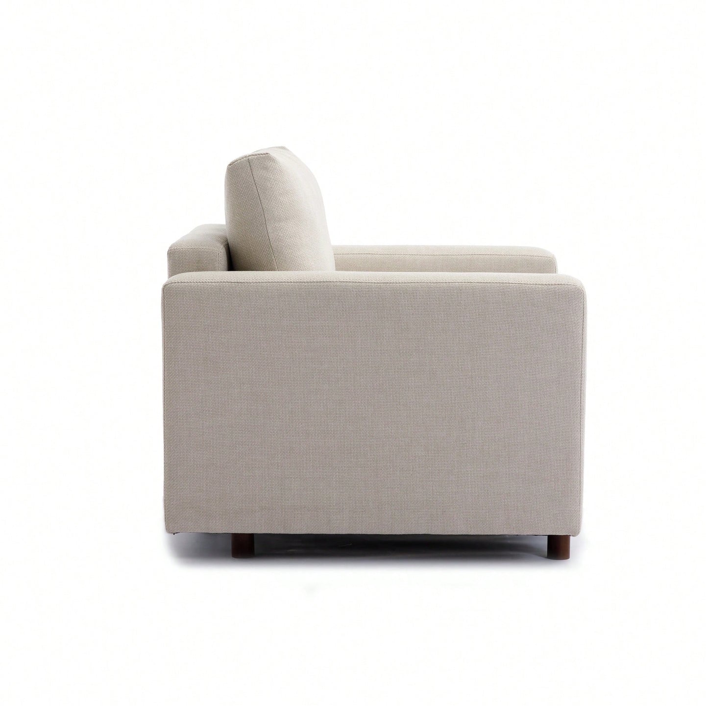 Single Seat Modular Sofa Sectional Couch With Non-Removable Non-Washable Cushion Covers Cream