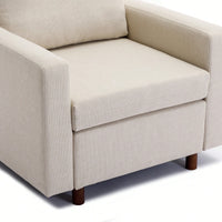 Single Seat Modular Sofa Sectional Couch With Non-Removable Non-Washable Cushion Covers Cream