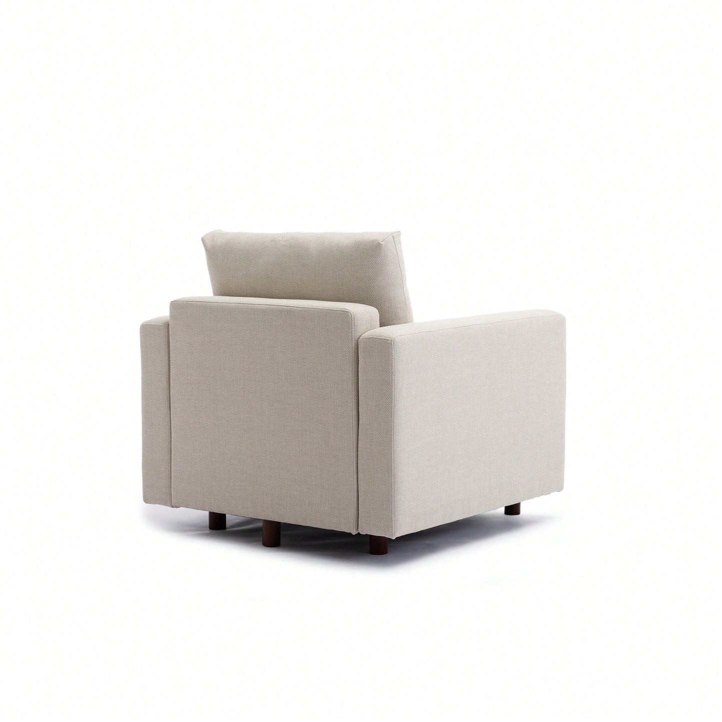 Single Seat Modular Sofa Sectional Couch With Non-Removable Non-Washable Cushion Covers Cream