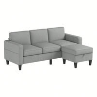 L-Shaped Sofa For Families And Compact Spaces With 3 Seater Lounge And 680 LBS Capacity Light Grey