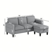 L-Shaped Sofa For Families And Compact Spaces With 3 Seater Lounge And 680 LBS Capacity Light Grey