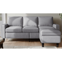 L-Shaped Sofa For Families And Compact Spaces With 3 Seater Lounge And 680 LBS Capacity Light Grey