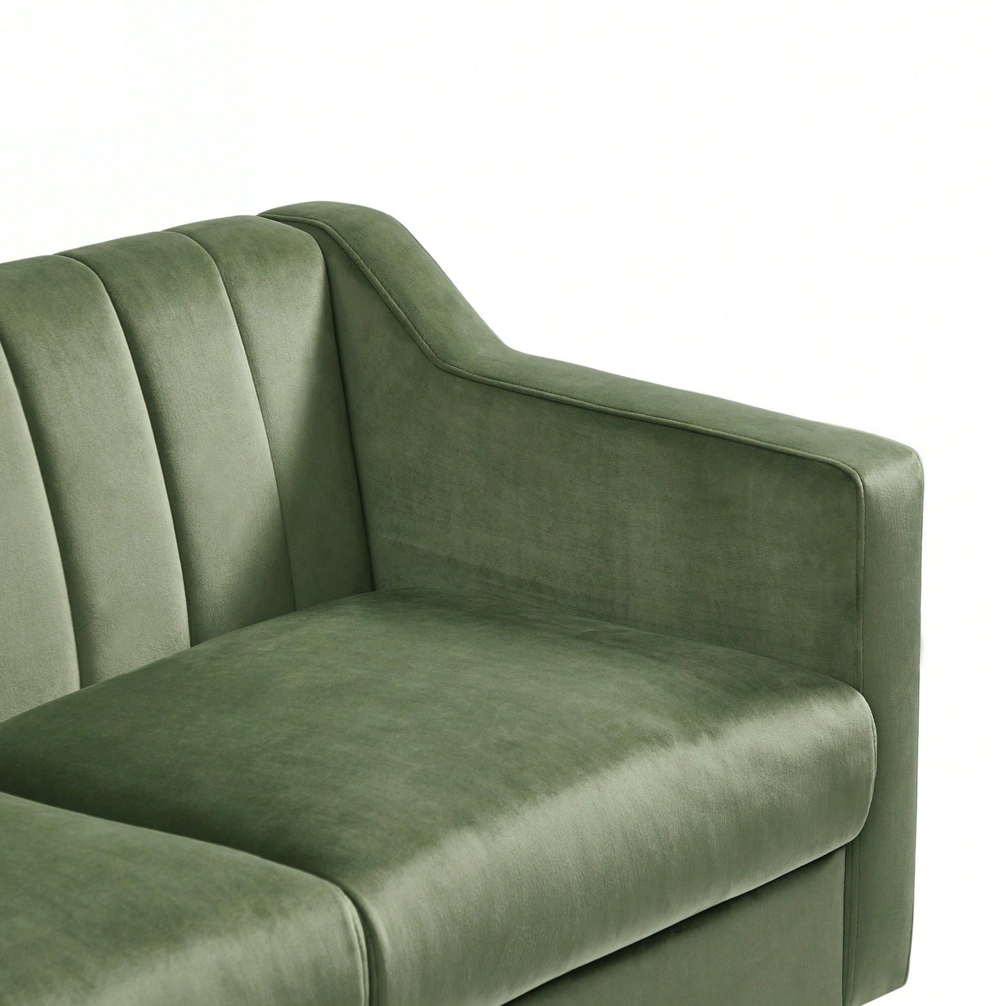 Elegant Velvet Upholstered Mid Century Modern Chesterfield Love Seat Sofa For Living Room Bedroom Office Green 2-Seater