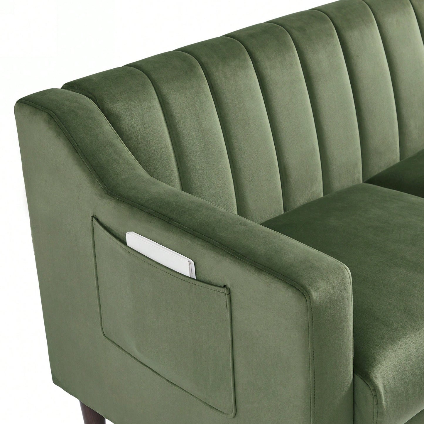 Elegant Velvet Upholstered Mid Century Modern Chesterfield Love Seat Sofa For Living Room Bedroom Office Green 2-Seater