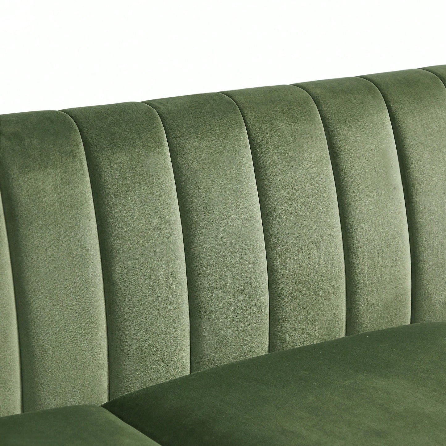 Elegant Velvet Upholstered Mid Century Modern Chesterfield Love Seat Sofa For Living Room Bedroom Office Green 2-Seater