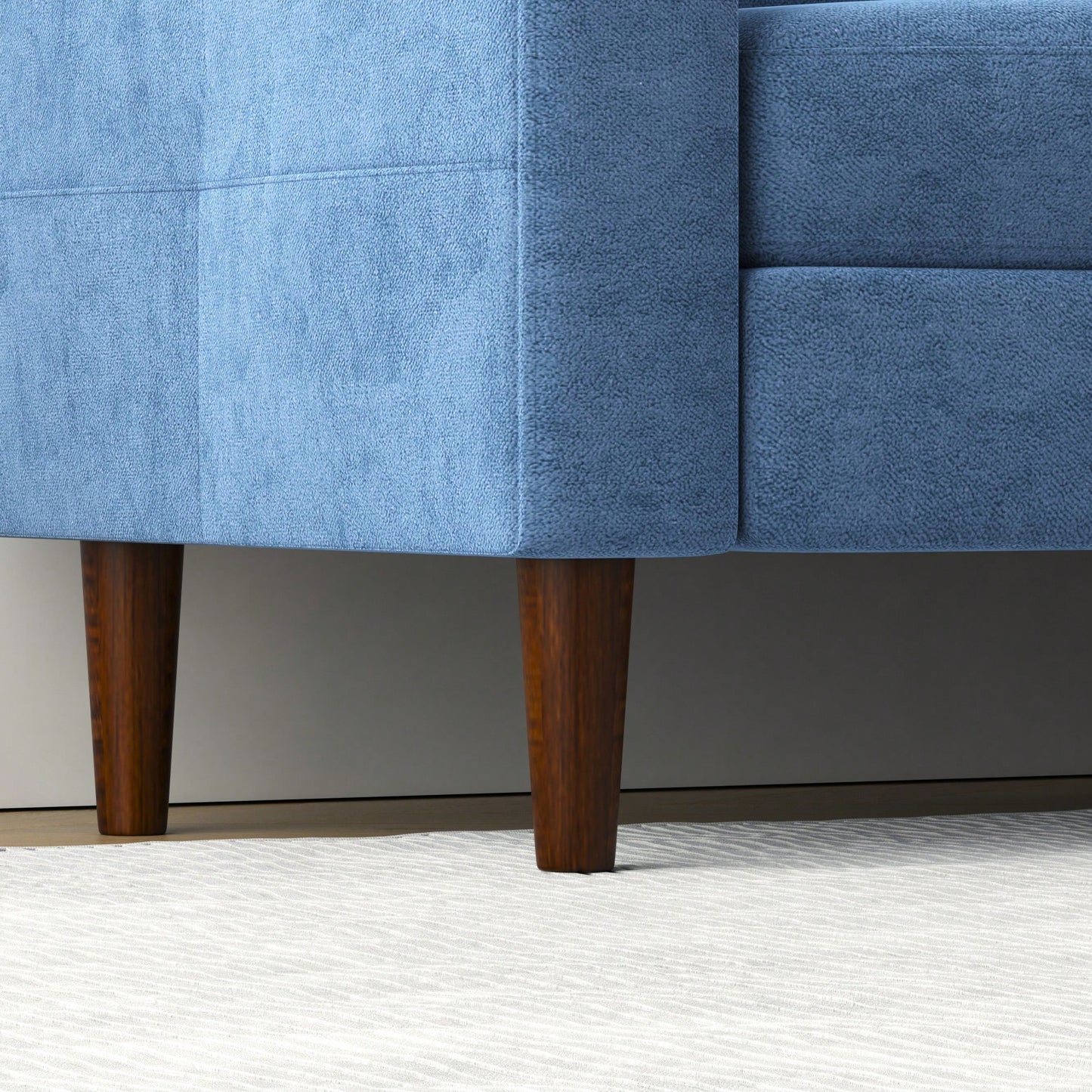 L-Shaped Convertible Sofa With Storage And Footstool For Living Room Bedroom Office Small Spaces Navy Blue 3-Seater Combination Furniture