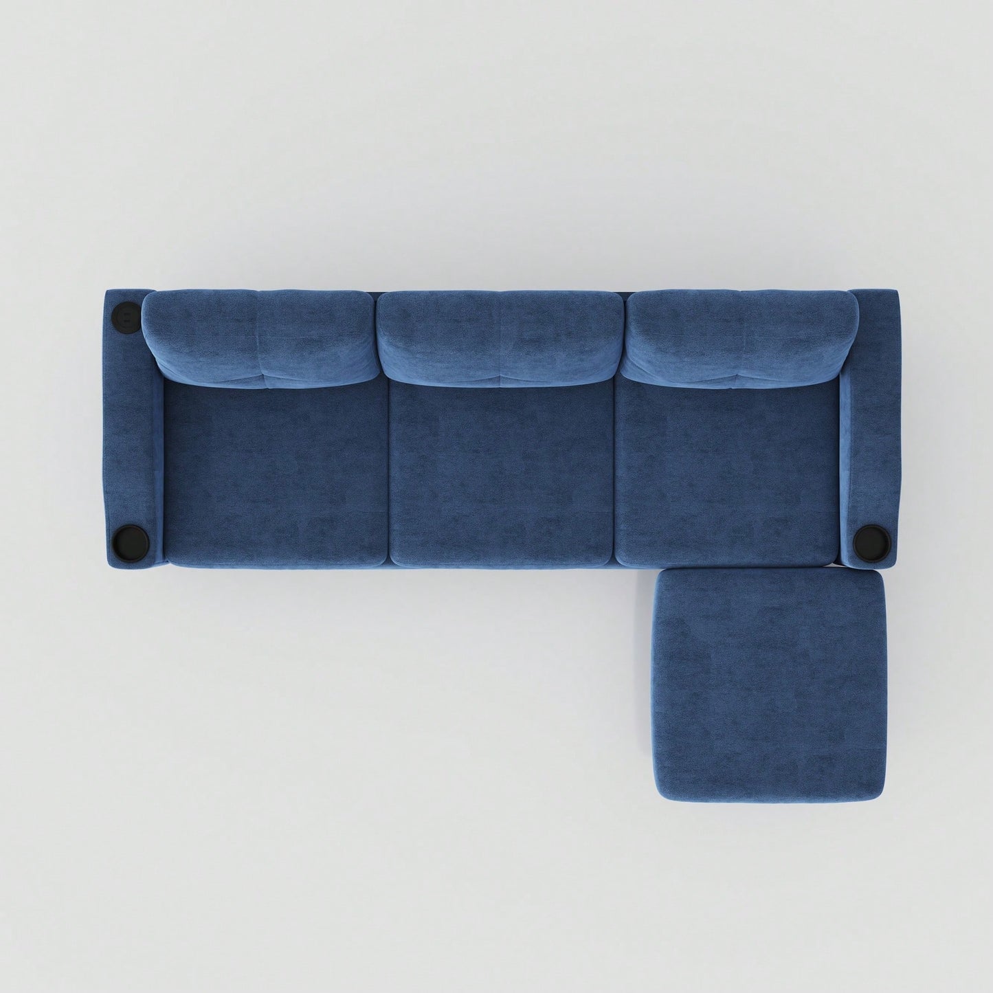 L-Shaped Convertible Sofa With Storage And Footstool For Living Room Bedroom Office Small Spaces Navy Blue 3-Seater Combination Furniture